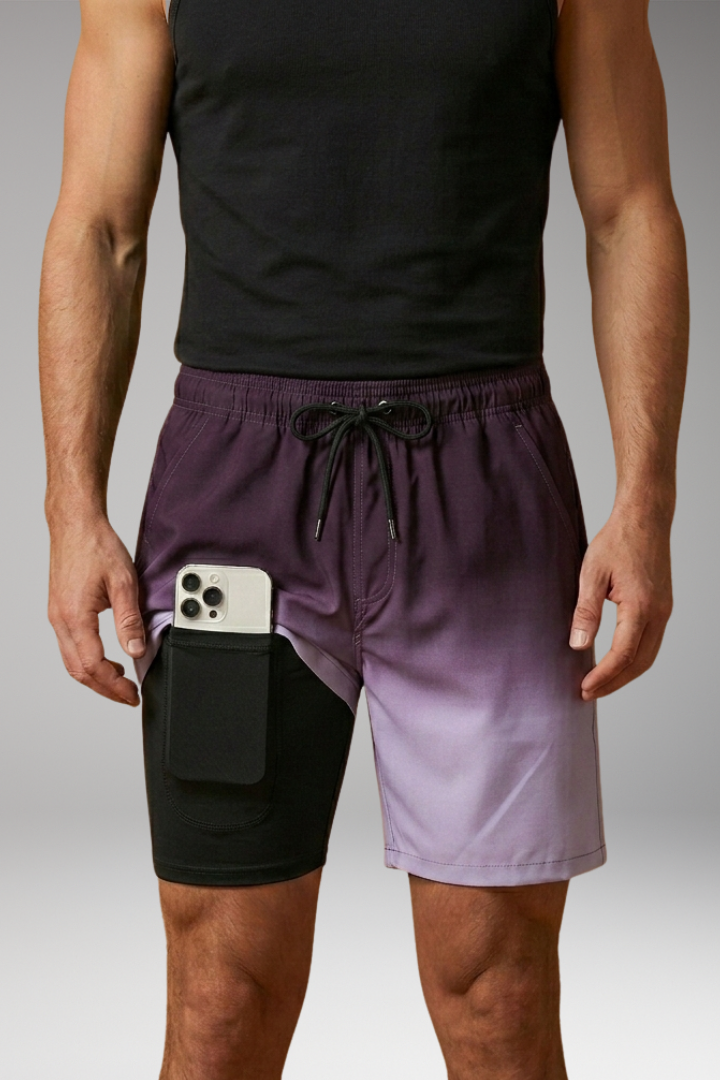 Men’s Stretch Shorts with Drawstring Waistband and Inner Briefs