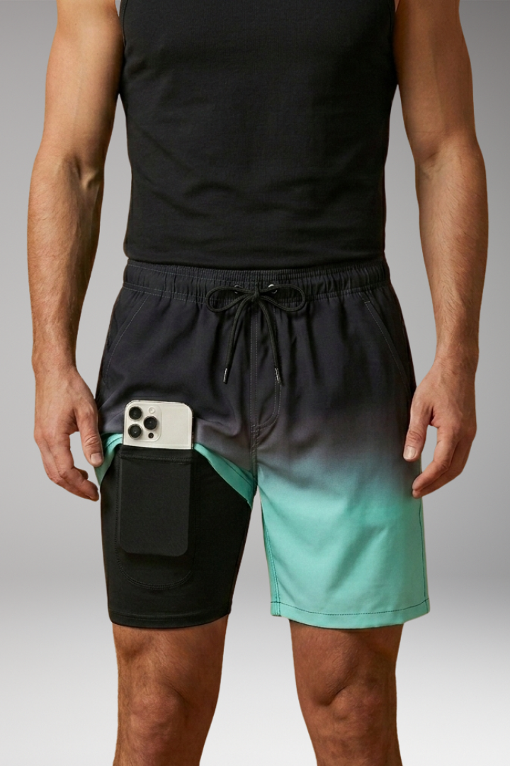 Men’s Stretch Shorts with Drawstring Waistband and Inner Briefs