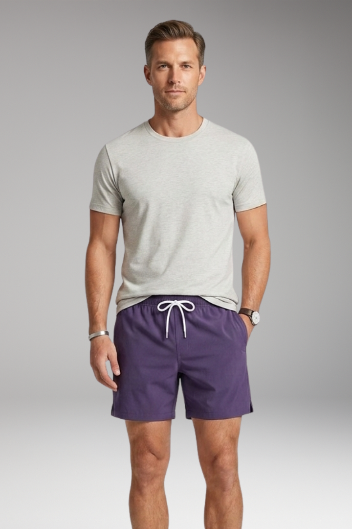 Men’s Stretch Shorts with Drawstring Waistband and Side Pockets