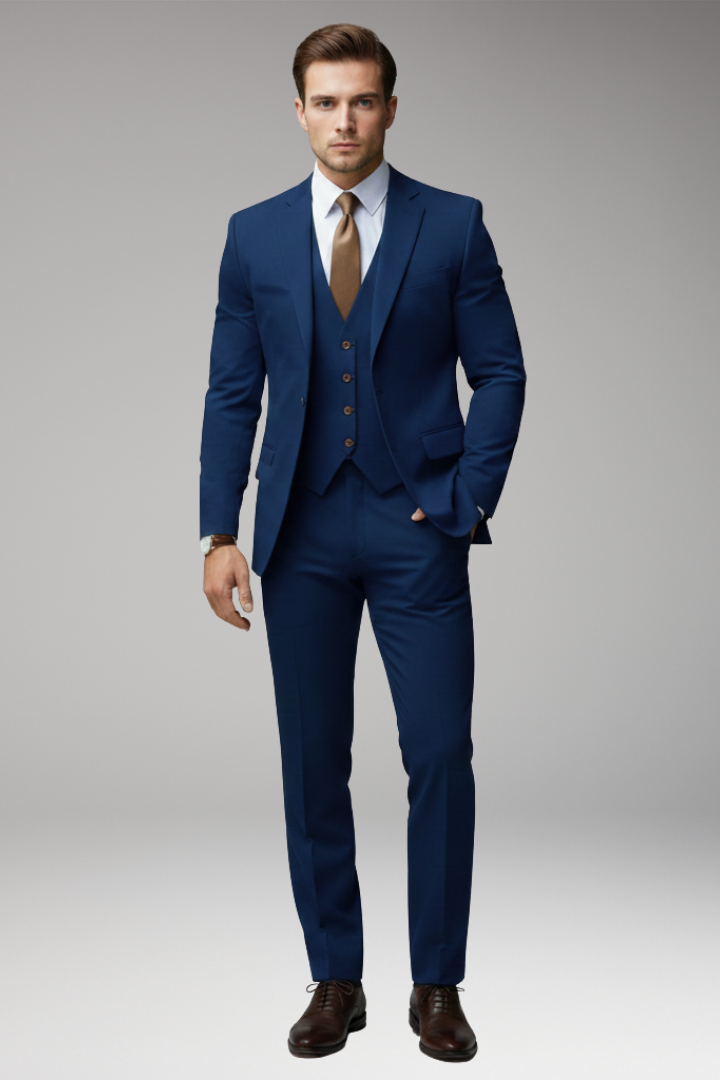 Men’s Suit Set with Blazer, Waistcoat, and Trousers