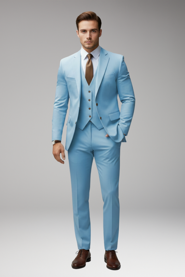 Men’s Suit Set with Blazer, Waistcoat, and Trousers