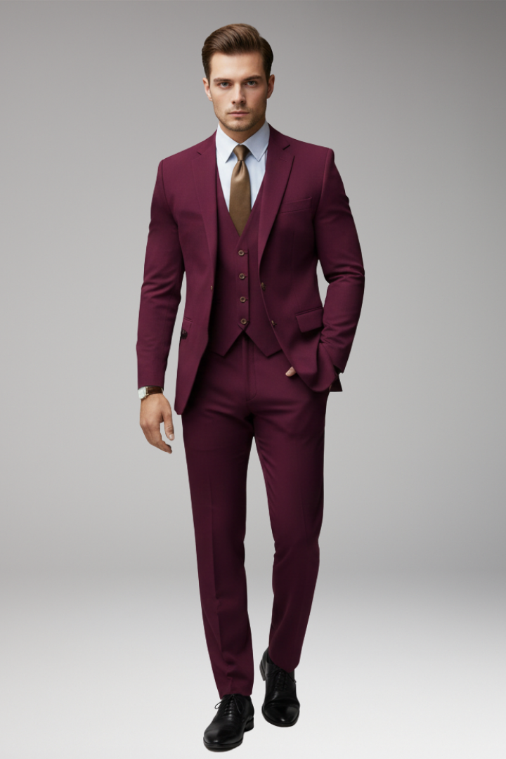Men’s Suit Set with Blazer, Waistcoat, and Trousers