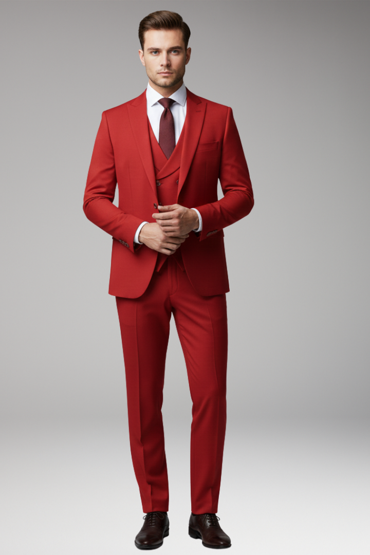 Men’s Suit Set with Blazer, Waistcoat, and Trousers
