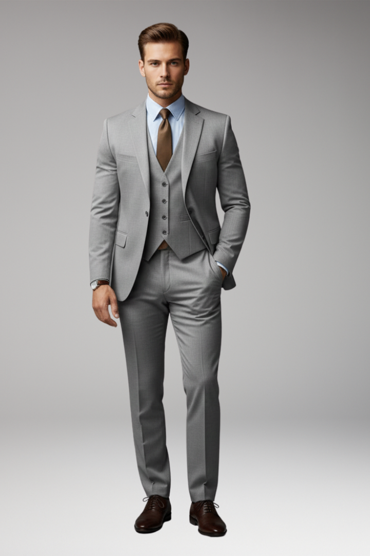 Men’s Suit Set with Blazer, Waistcoat, and Trousers