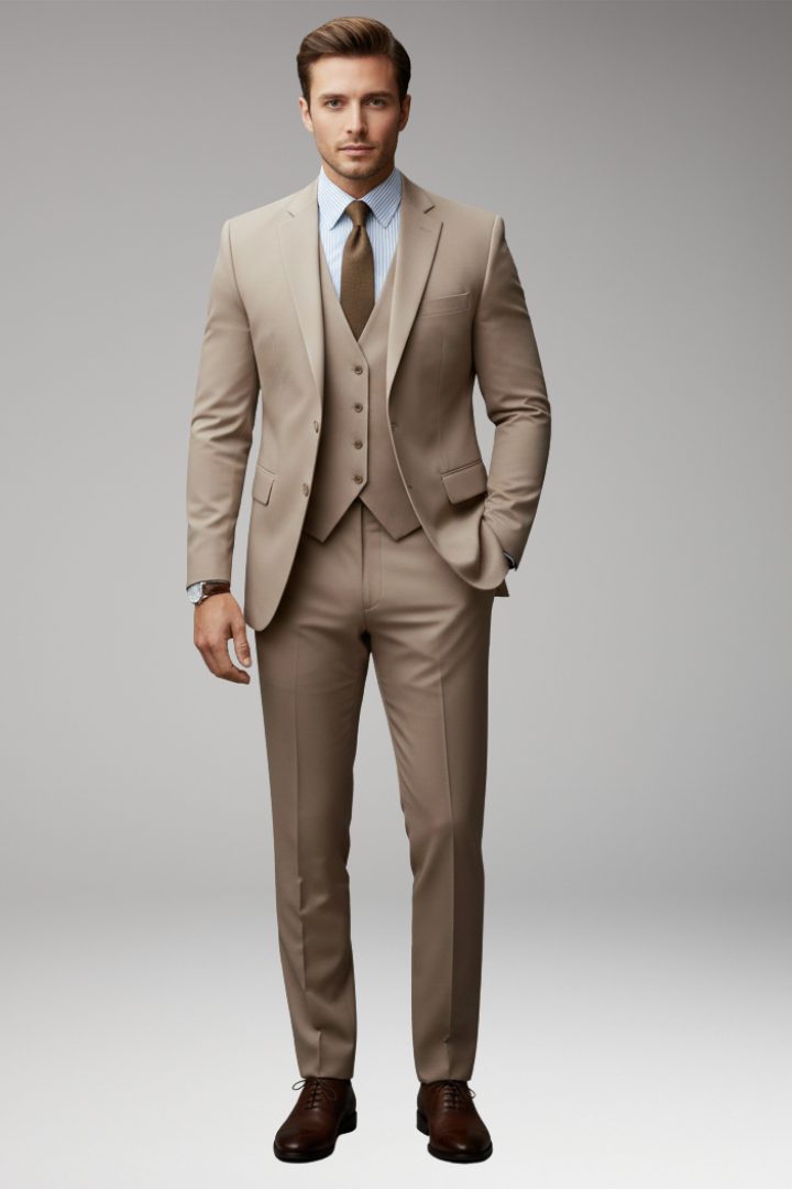 Men’s Suit Set with Blazer, Waistcoat, and Trousers