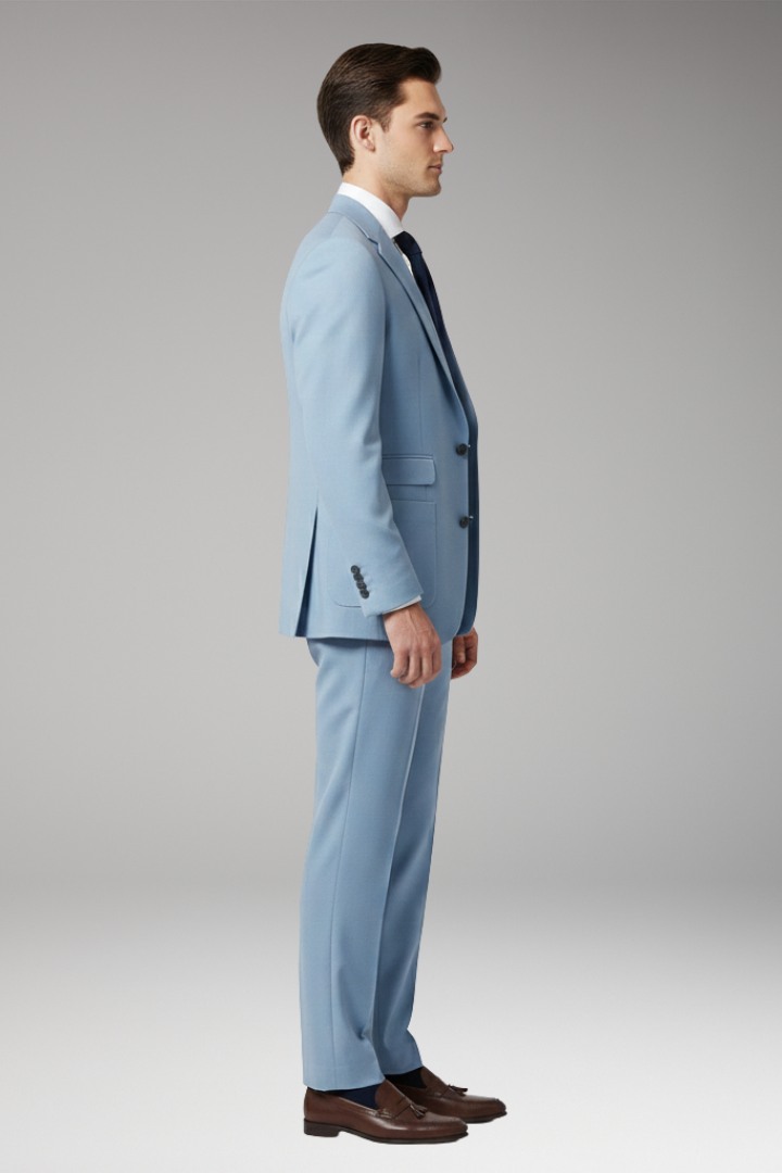 Men’s Suit Set with Notched Blazer and Straight Trousers