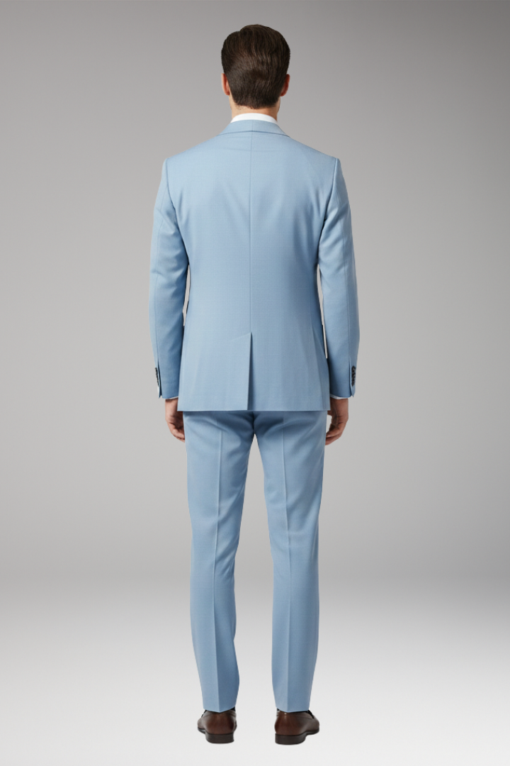 Men’s Suit Set with Notched Blazer and Straight Trousers