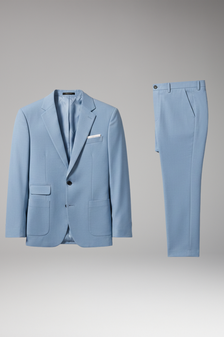 Men’s Suit Set with Notched Blazer and Straight Trousers