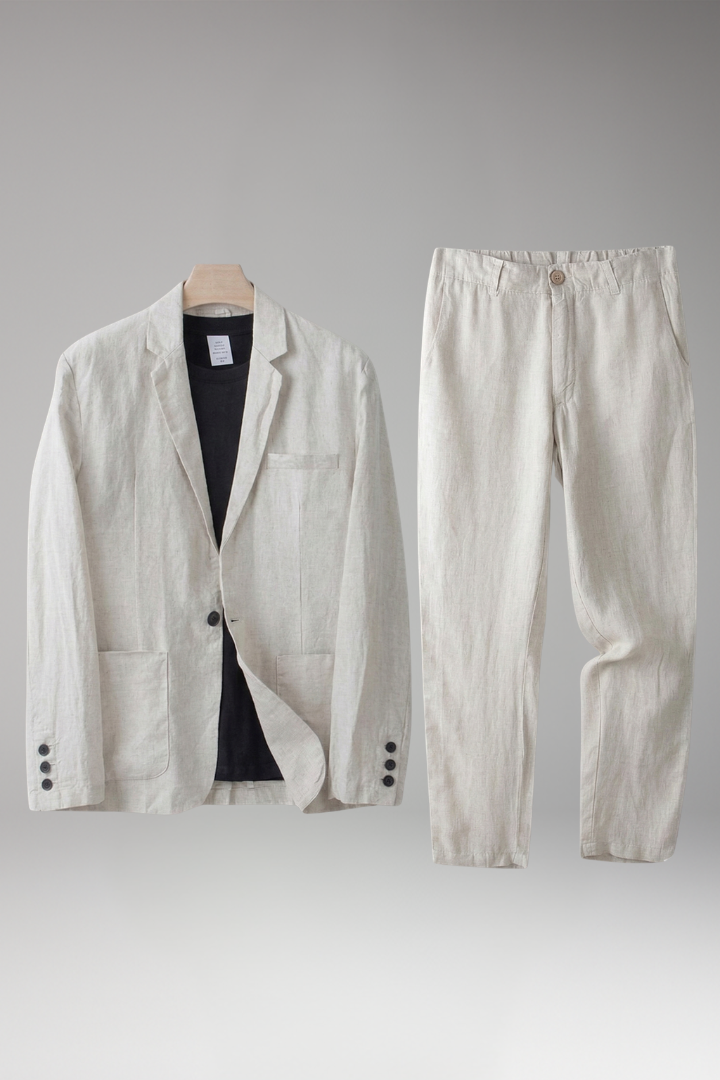 Men’s Suit Set with Single-Breasted Blazer and Slim Fit Trousers