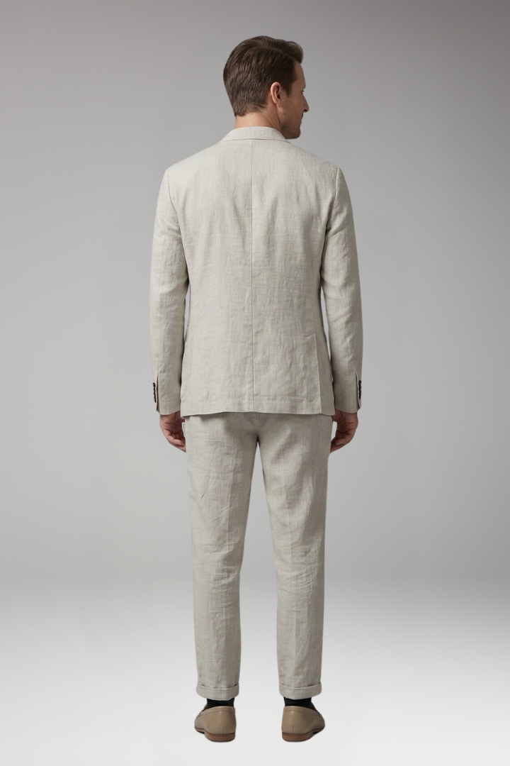 Men’s Suit Set with Single-Breasted Blazer and Slim Fit Trousers