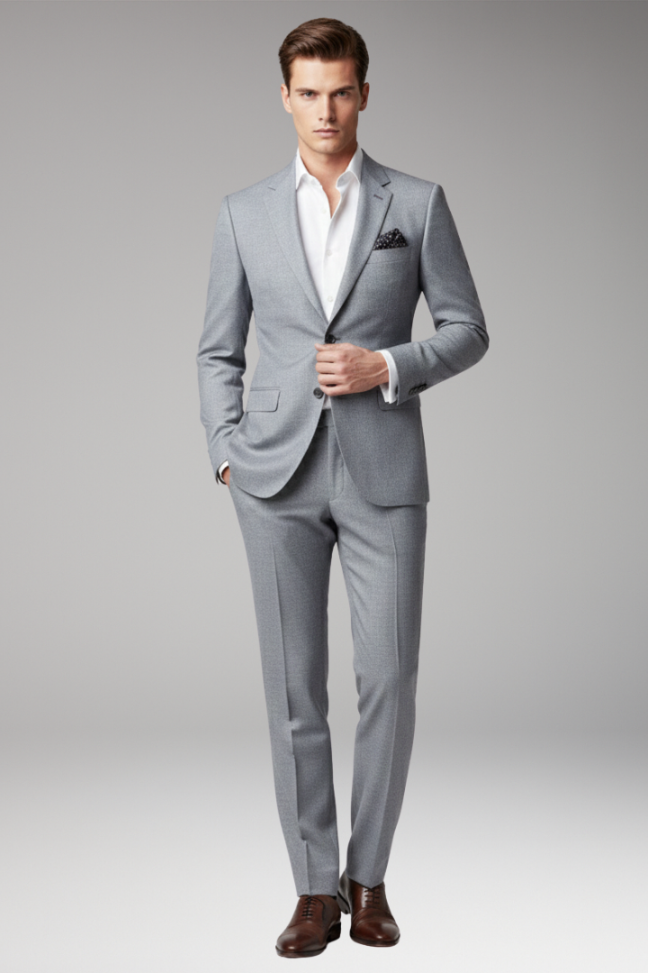 Men’s Suit with Slim Fit and Peak Lapels