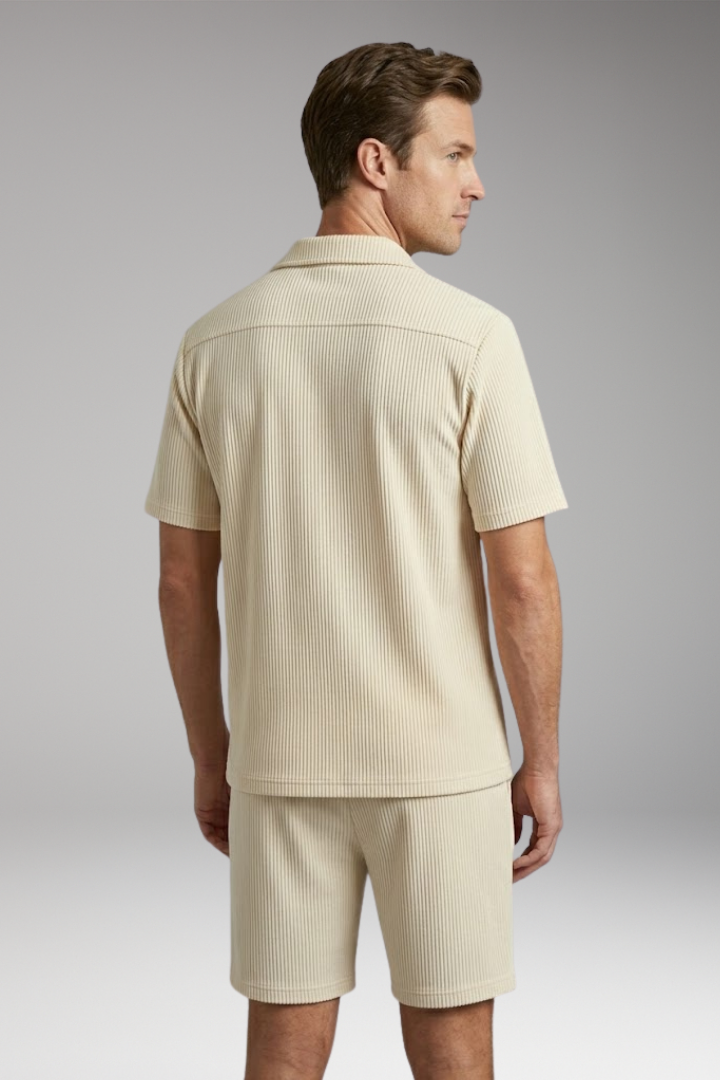 Men's Summer Set with Short-Sleeve Shirt and Matching Shorts