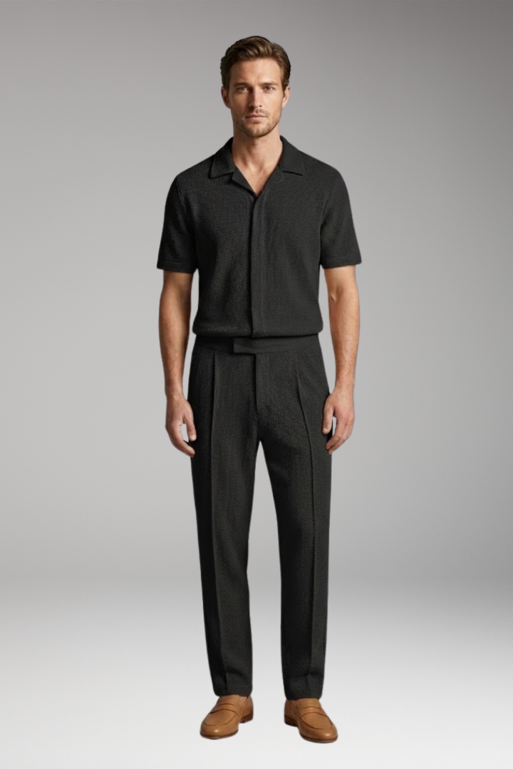 Men's Summer Set with Short-Sleeve Shirt and Relaxed Fit Trousers