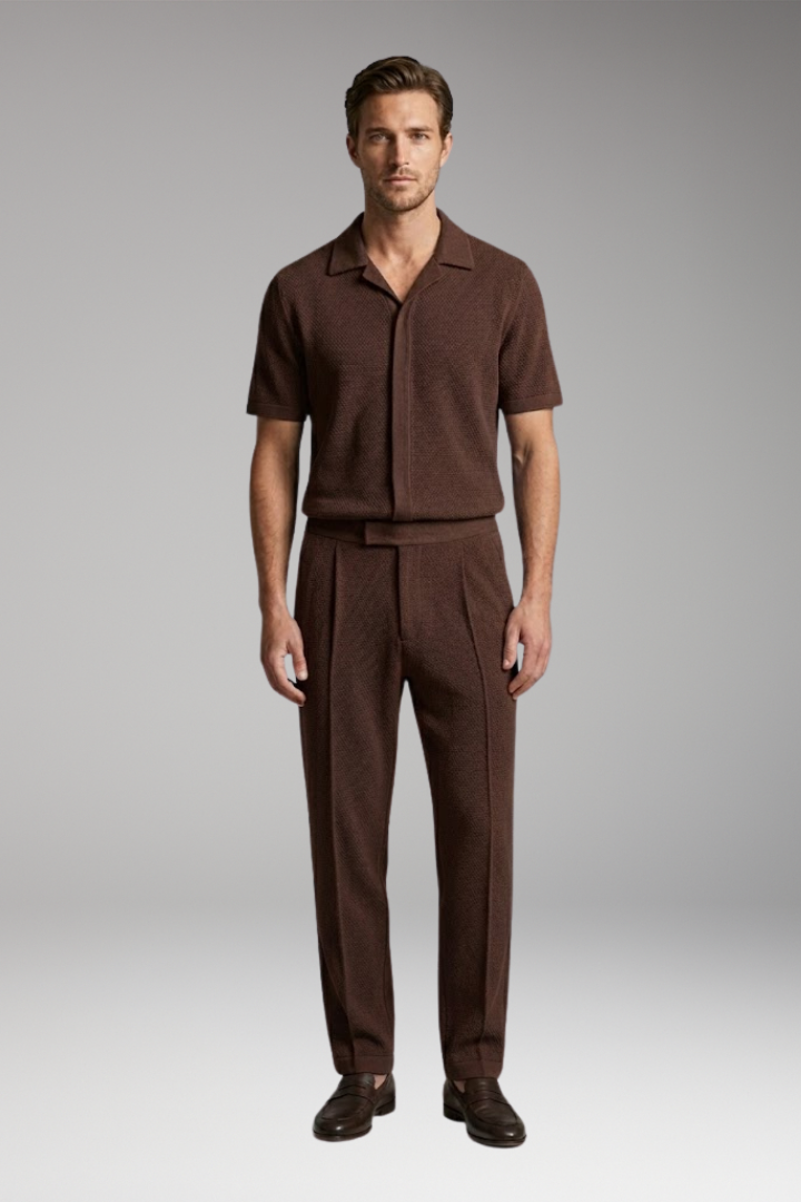 Men's Summer Set with Short-Sleeve Shirt and Relaxed Fit Trousers