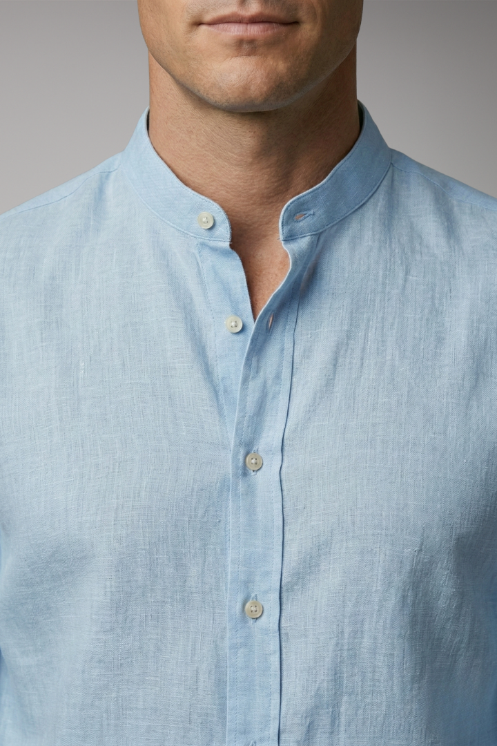 Men's Summer Shirt with Button Placket and Stand-Up Collar