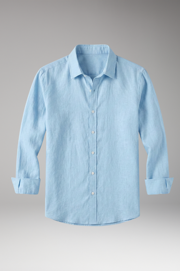 Men's Summer Shirt with Long Sleeves and Button Placket