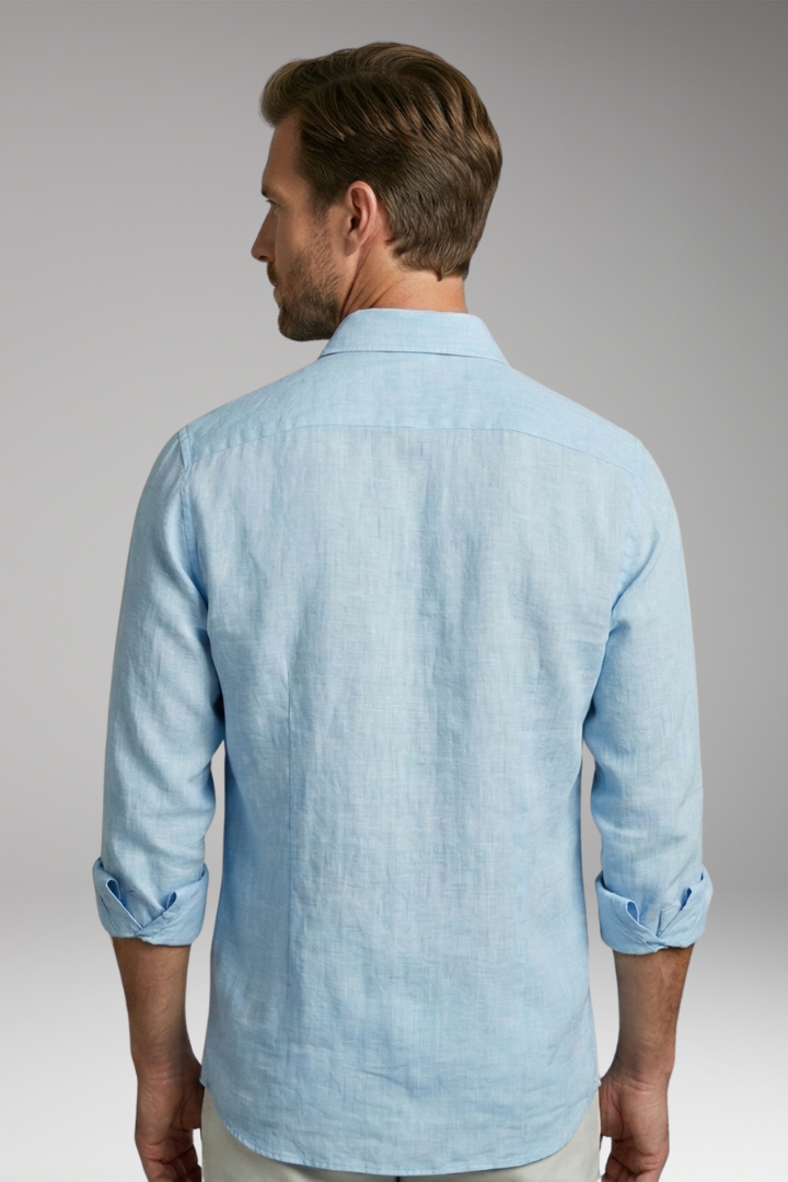 Men's Summer Shirt with Long Sleeves and Button Placket