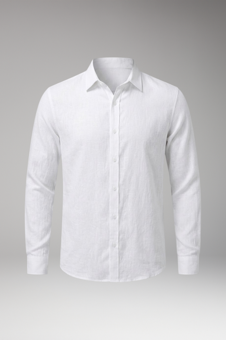 Men's Summer Shirt with Stand-up Collar and Rollable Sleeves