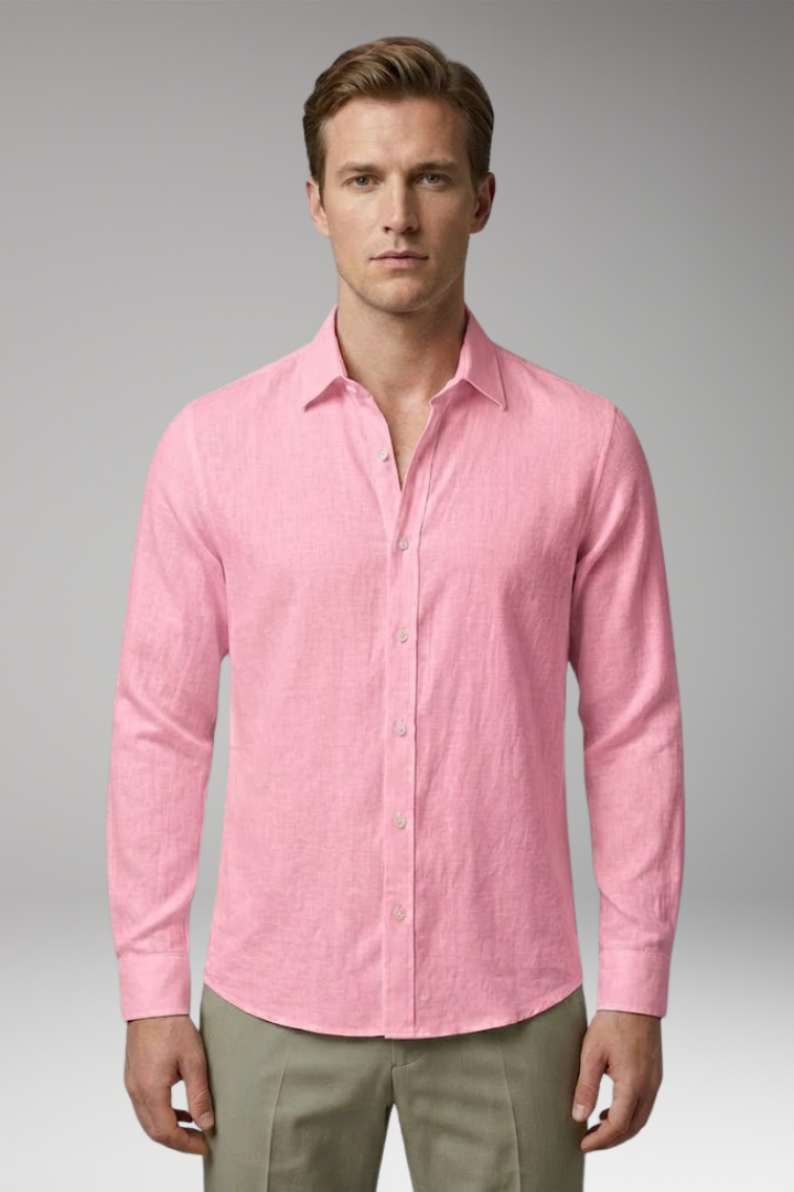 Men's Summer Shirt with Stand-up Collar and Rollable Sleeves