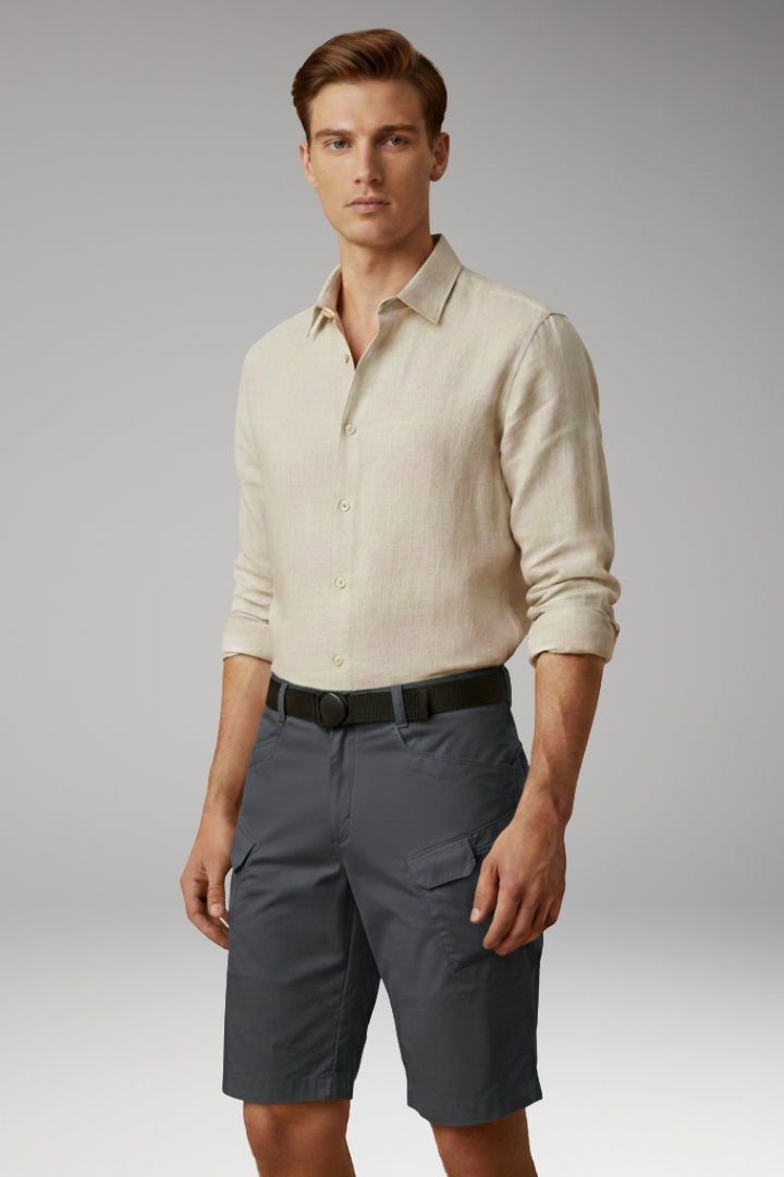Men's Summer Shorts with Adjustable Waistband and Zippered Pockets