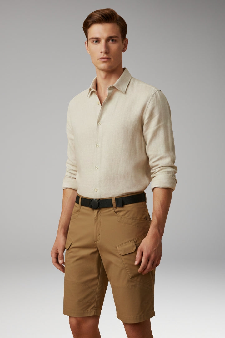 Men's Summer Shorts with Adjustable Waistband and Zippered Pockets