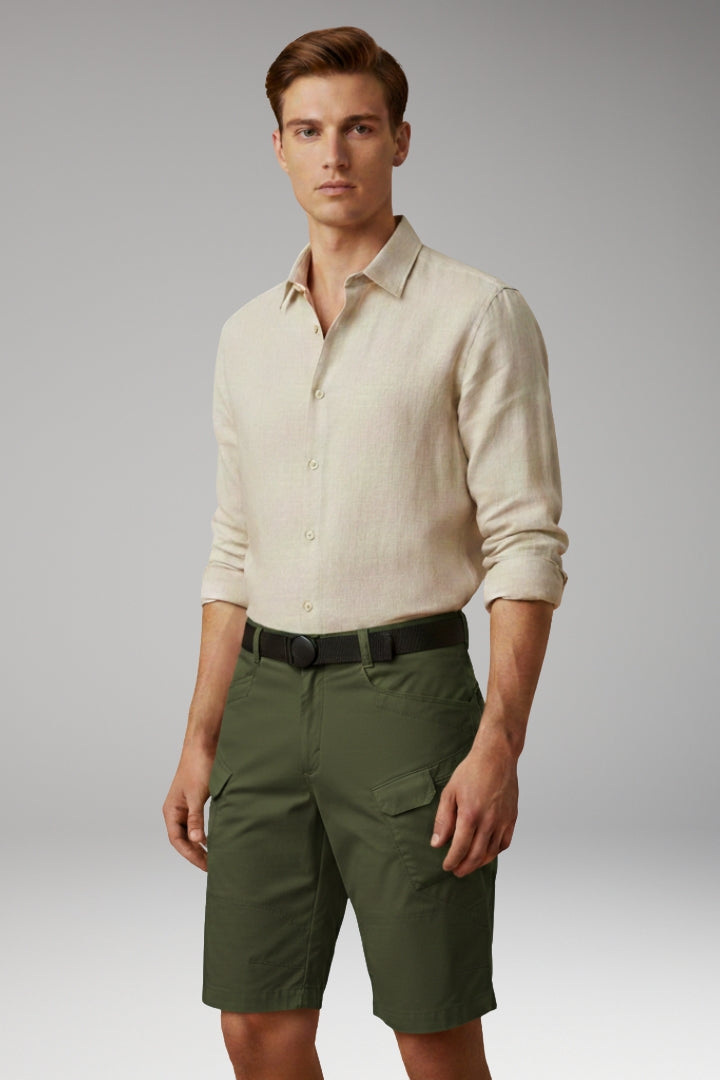 Men's Summer Shorts with Adjustable Waistband and Zippered Pockets