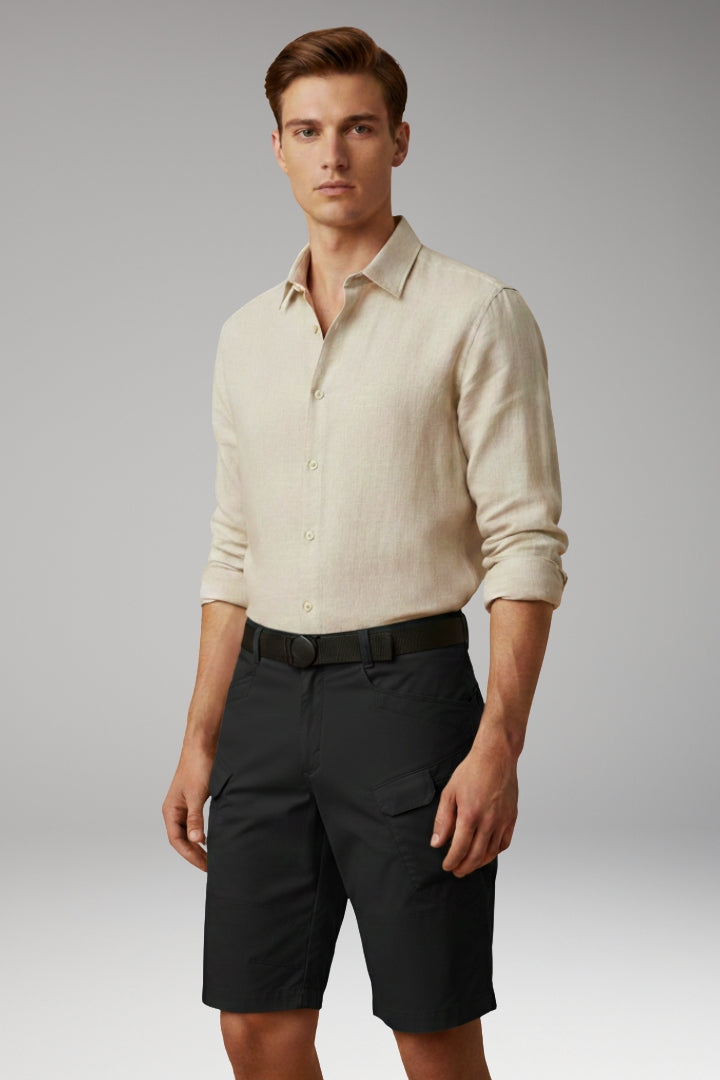 Men's Summer Shorts with Adjustable Waistband and Zippered Pockets
