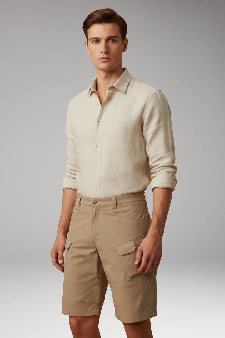 Men's Summer Shorts with Adjustable Waistband and Zippered Pockets