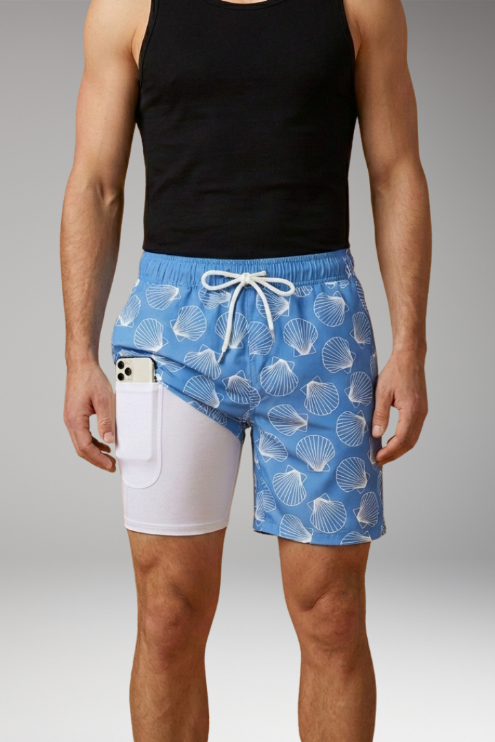 Men’s Summer Shorts with Drawstring Waistband and Vibrant Printed Design