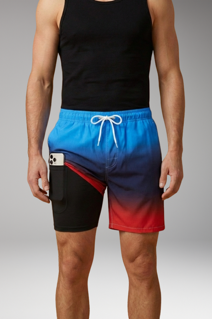 Men’s Summer Shorts with Drawstring Waistband and Vibrant Printed Design