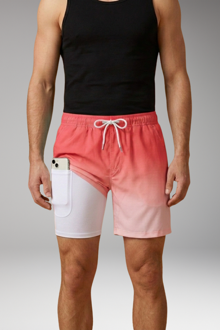 Men’s Summer Shorts with Drawstring Waistband and Vibrant Printed Design