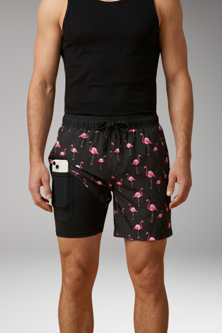 Men’s Summer Shorts with Drawstring Waistband and Vibrant Printed Design