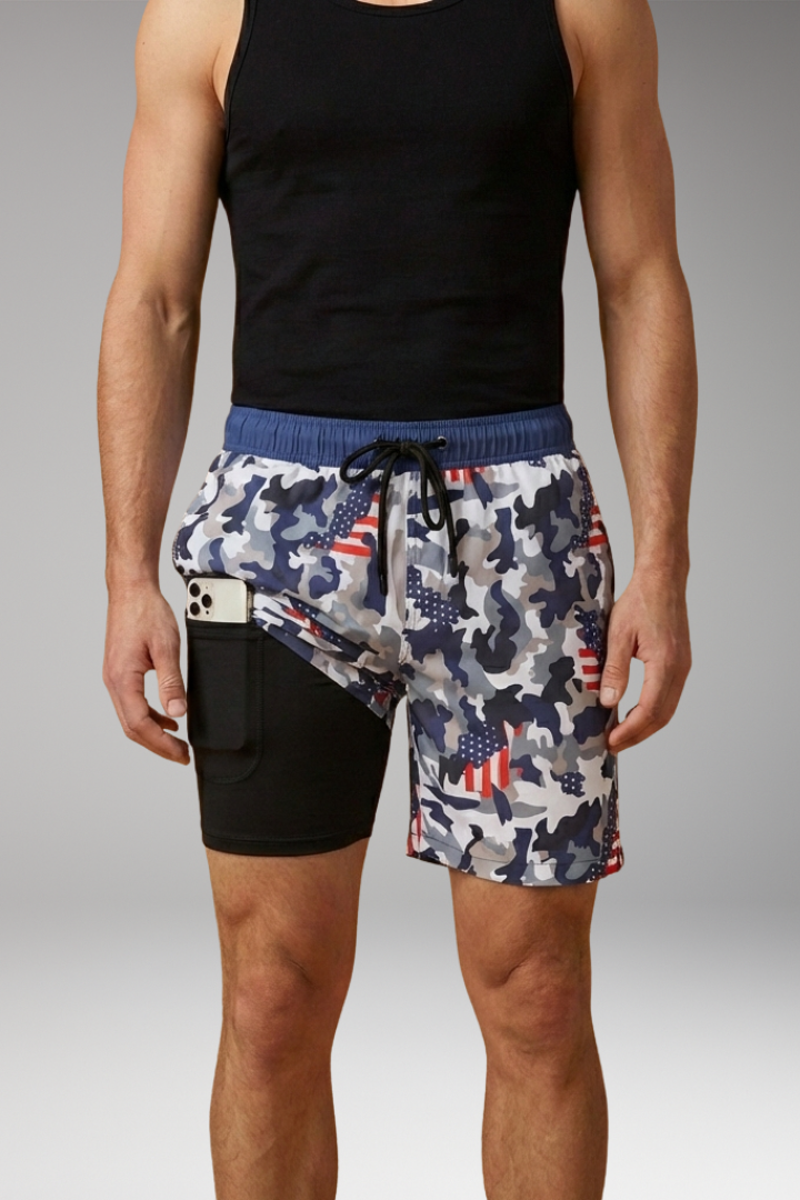 Men’s Summer Shorts with Drawstring Waistband and Vibrant Printed Design