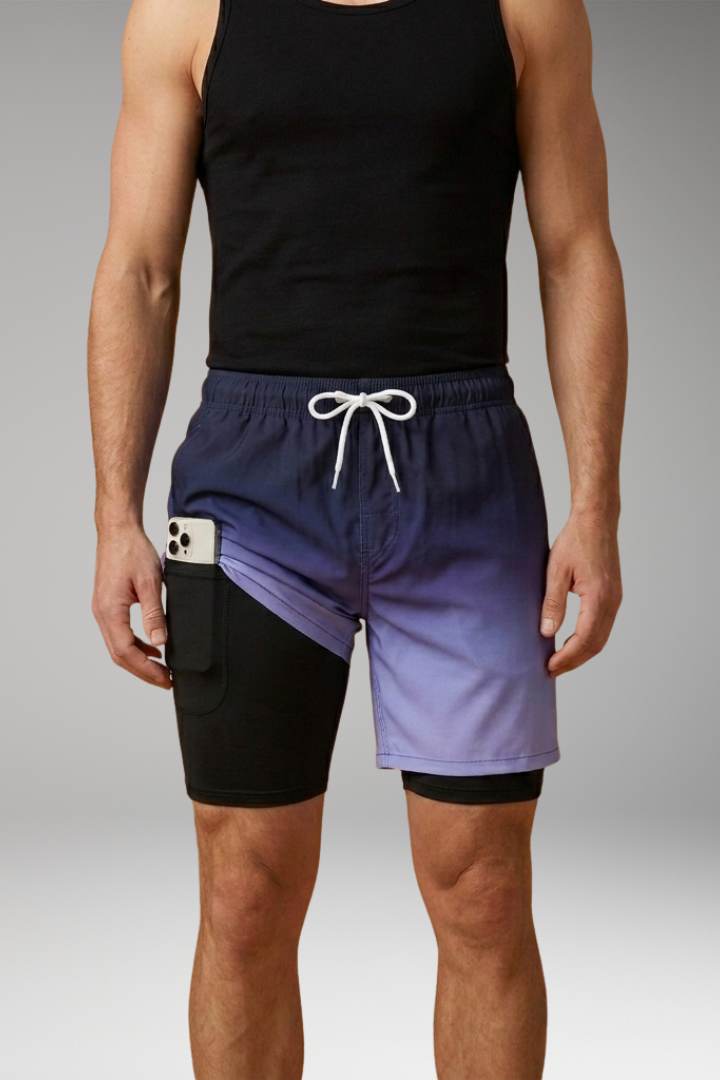 Men’s Summer Shorts with Drawstring Waistband and Vibrant Printed Design