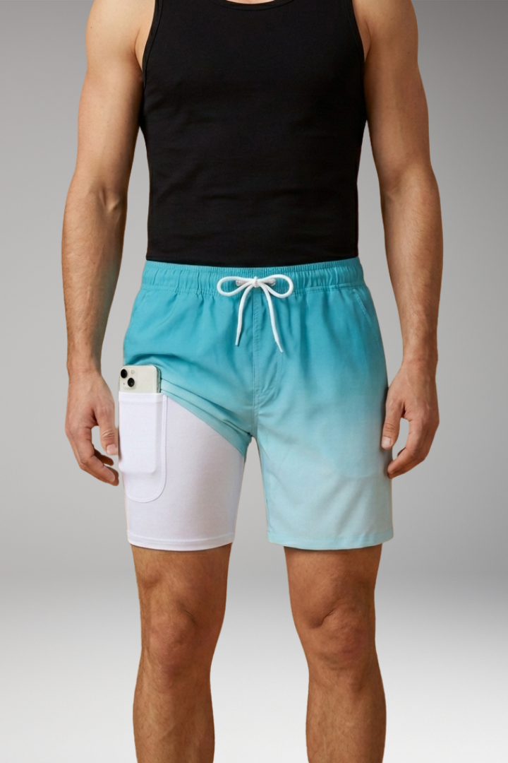 Men’s Summer Shorts with Drawstring Waistband and Vibrant Printed Design
