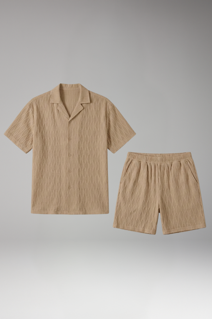 Men’s Summer Two-Piece Set with Button-Up Shirt