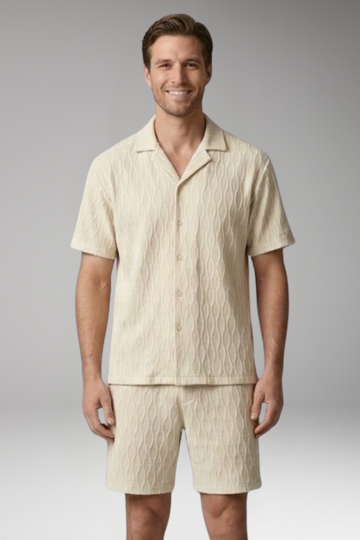 Men’s Summer Two-Piece Set with Button-Up Shirt