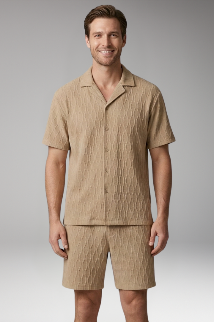 Men’s Summer Two-Piece Set with Button-Up Shirt