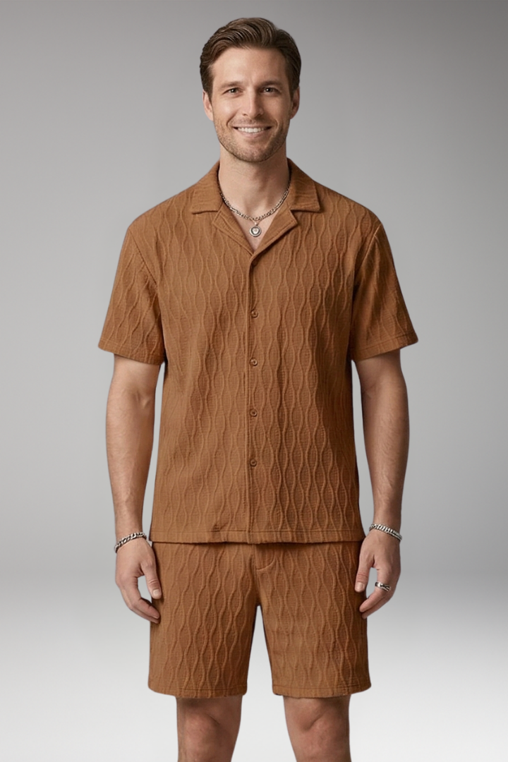 Men’s Summer Two-Piece Set with Button-Up Shirt