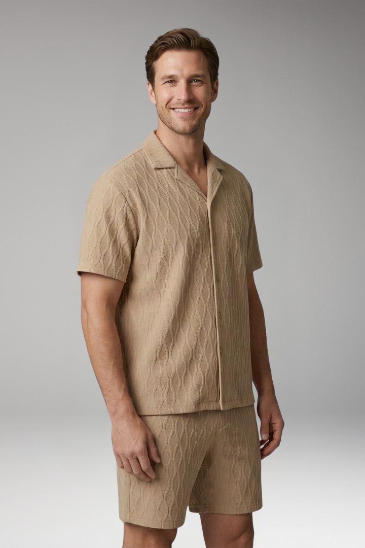 Men’s Summer Two-Piece Set with Button-Up Shirt