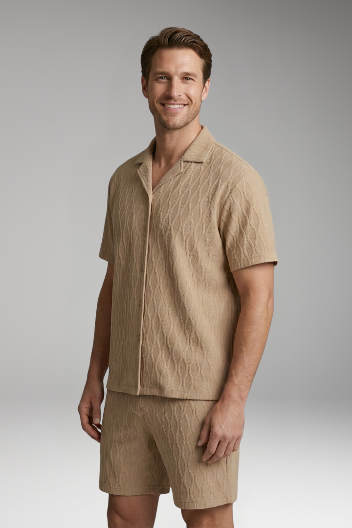 Men’s Summer Two-Piece Set with Button-Up Shirt