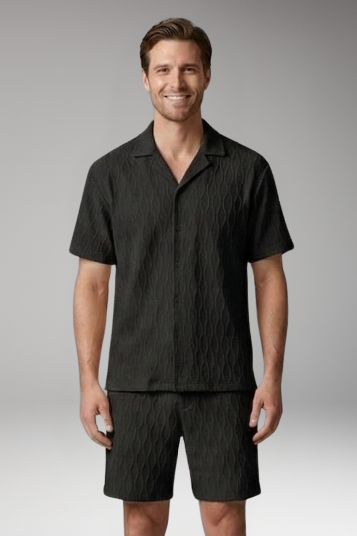 Men’s Summer Two-Piece Set with Button-Up Shirt