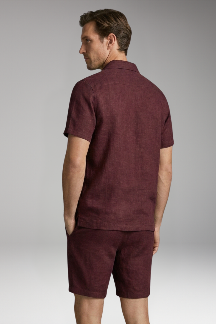 Men’s Summer Two-Piece Set with Half-Zip Shirt and Quilted Shorts
