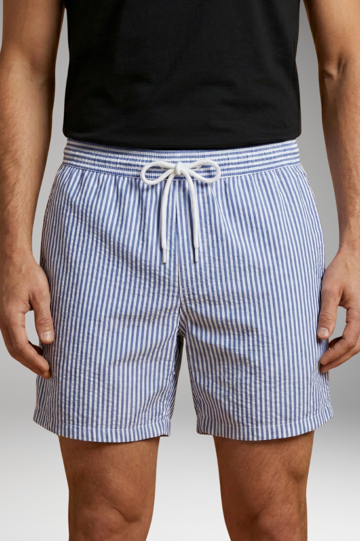 Men’s Surf Shorts with Elastic Waistband and Striped Design