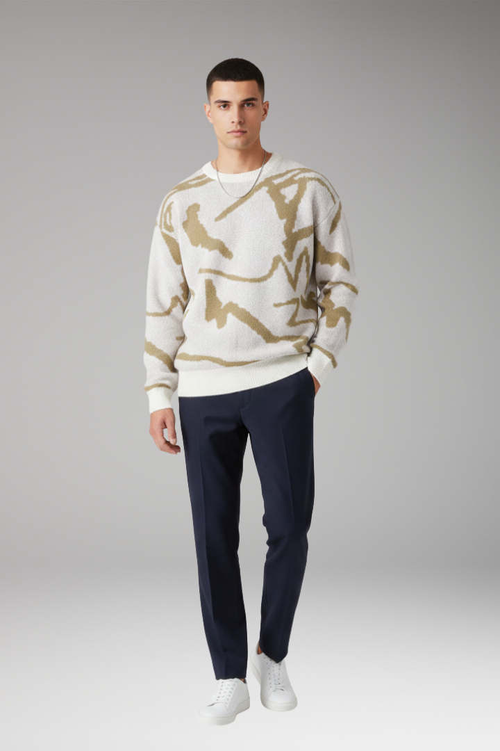Men’s Jumper with Crew Neck and Long Sleeves