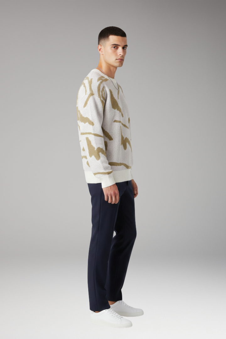 Men’s Jumper with Crew Neck and Long Sleeves