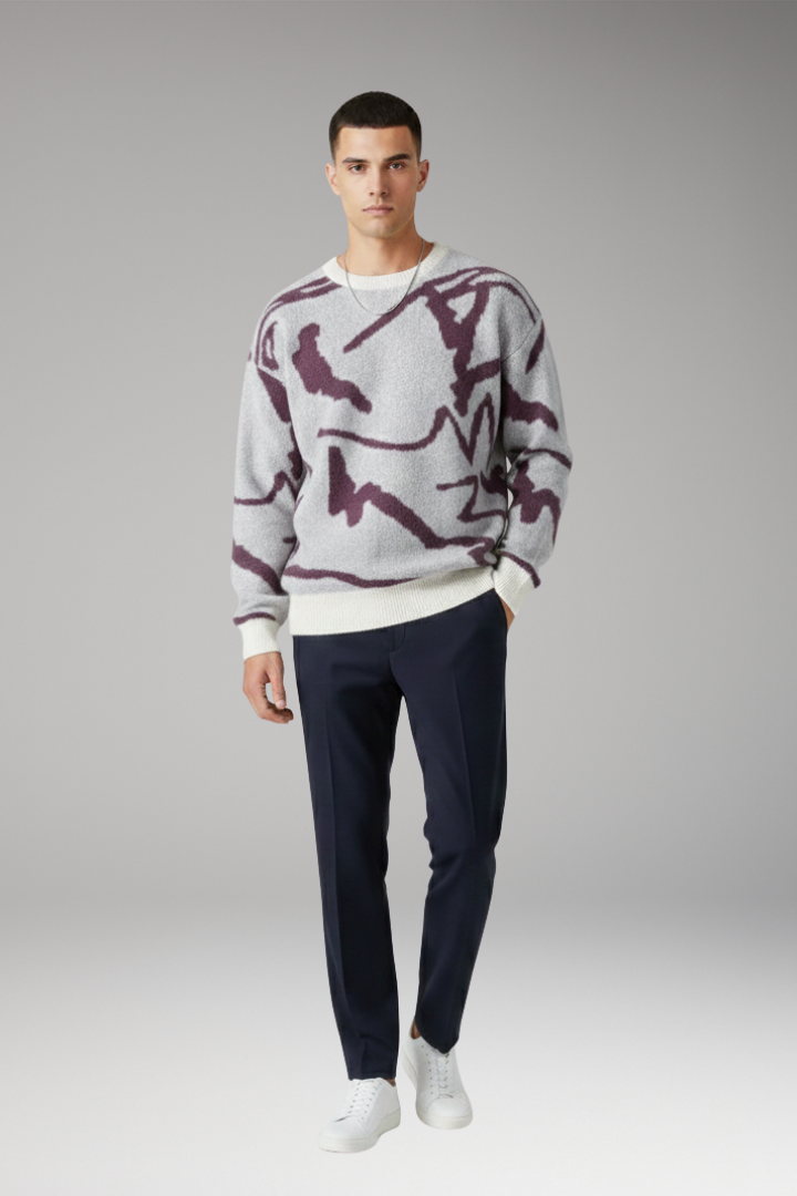 Men’s Jumper with Crew Neck and Long Sleeves