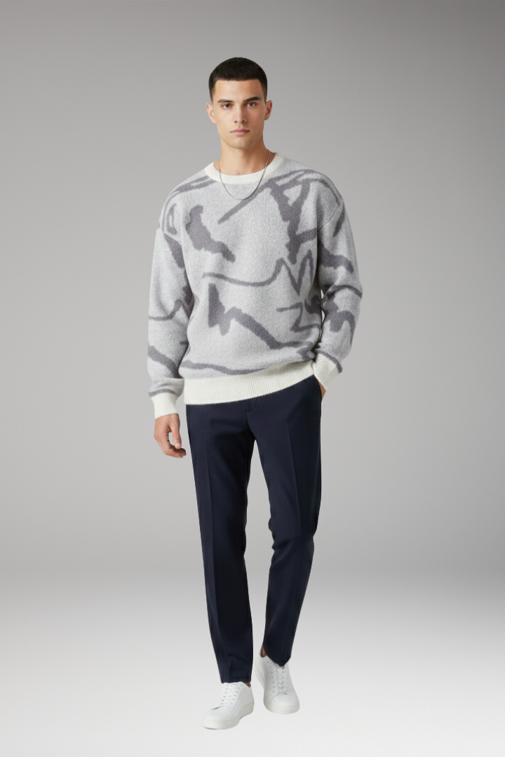 Men’s Jumper with Crew Neck and Long Sleeves