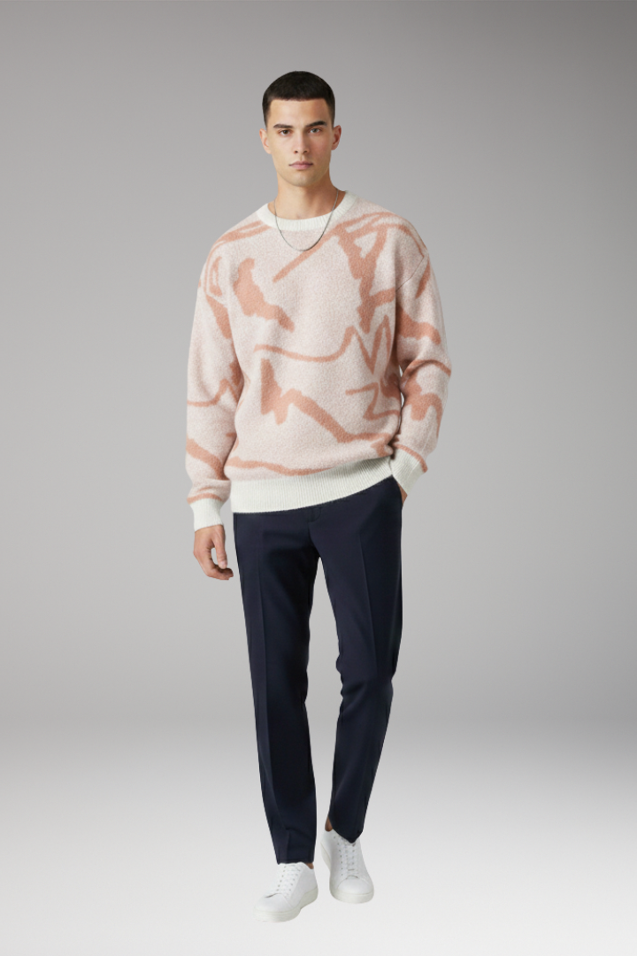 Men’s Jumper with Crew Neck and Long Sleeves