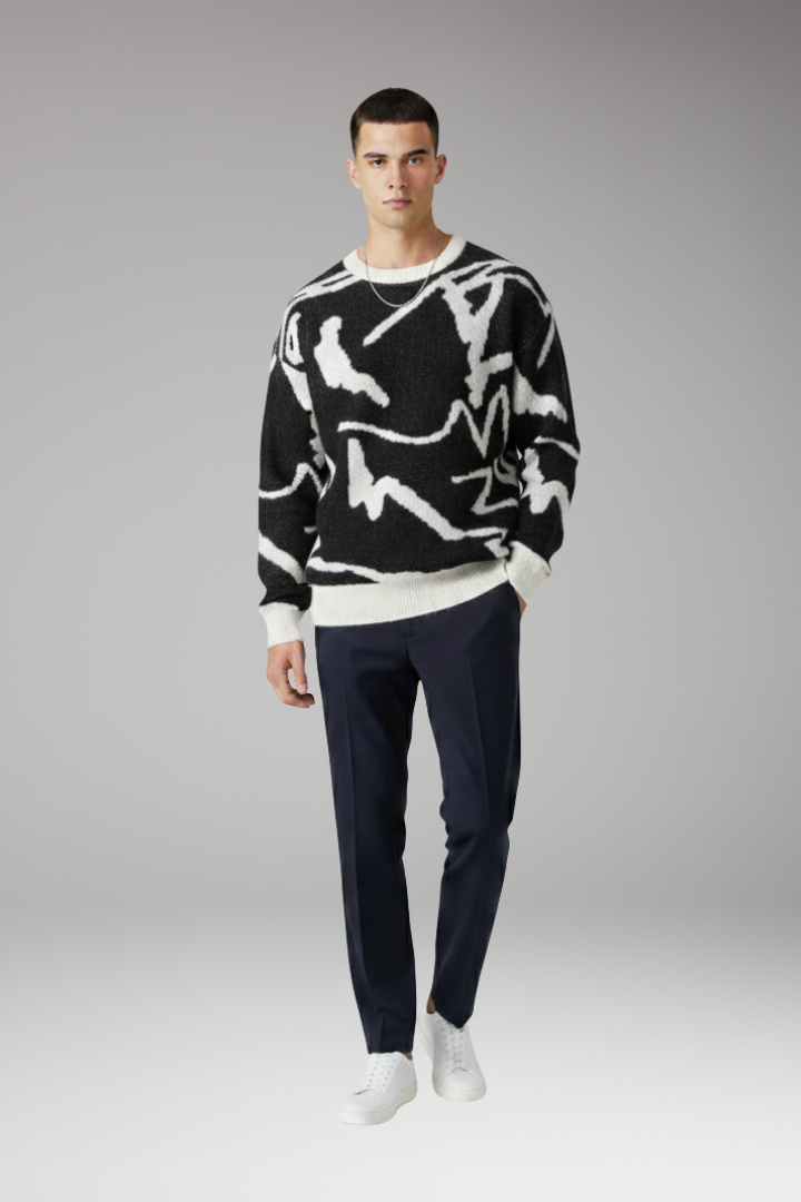Men’s Jumper with Crew Neck and Long Sleeves
